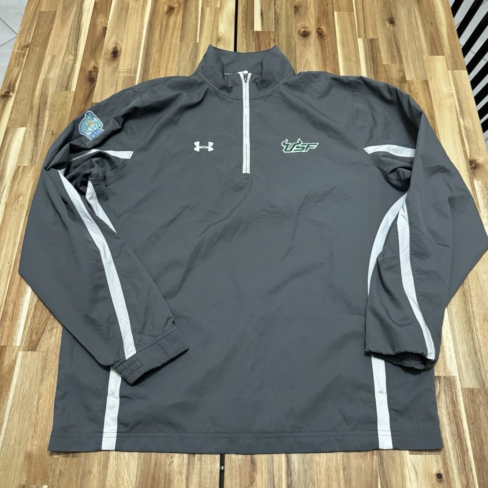 USF Bulls Pullover Mens XL Gray Under Armour 1/4 Zip‎ Player Issued Football